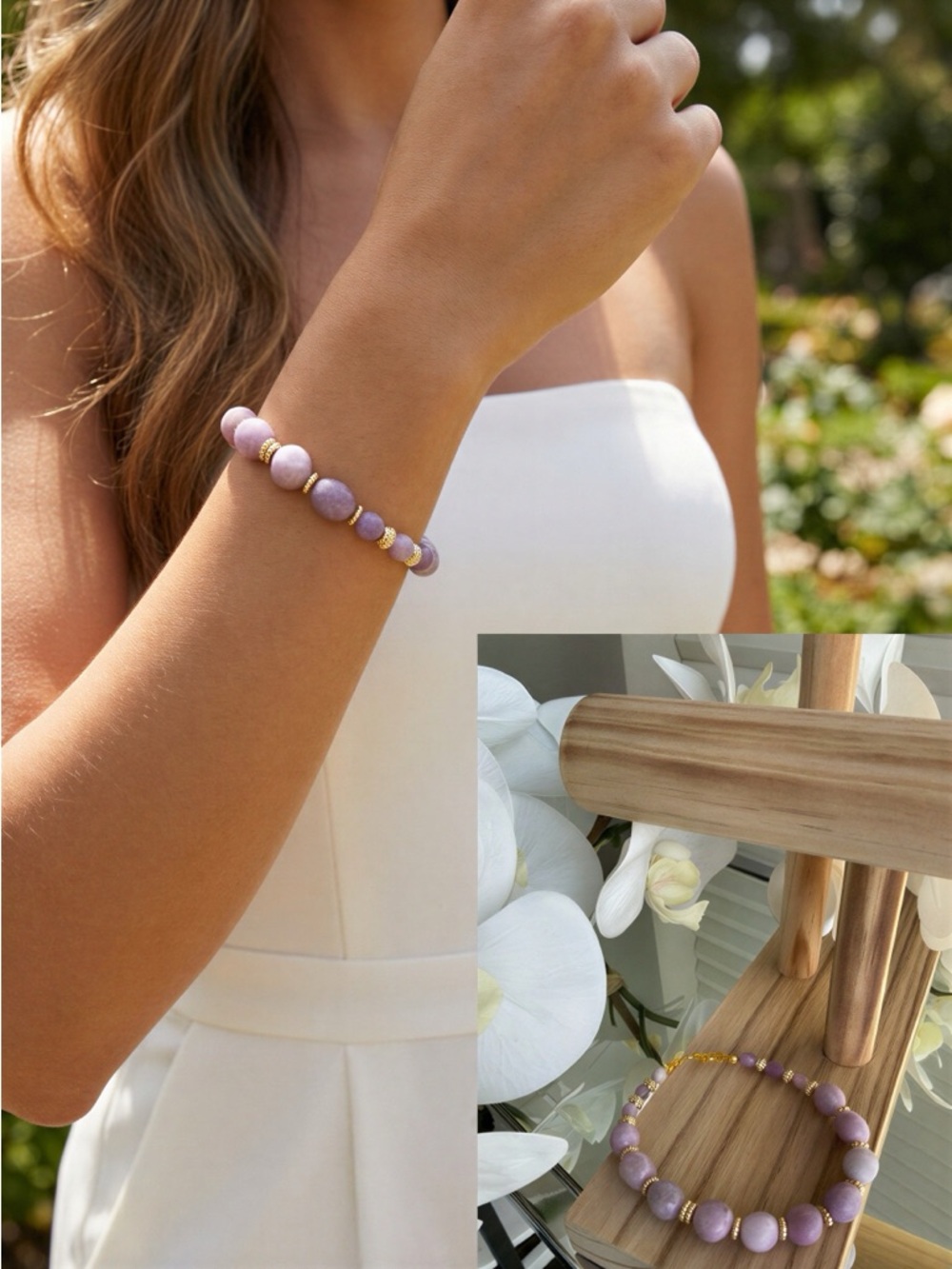 Genuine Lepidolite Bracelet - Various sizes - Picture 5 of 5